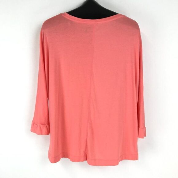 New Directions Weekend Scoop Neck Tee Women's Size Small Coral Stretch Knit - Picture 3 of 9
